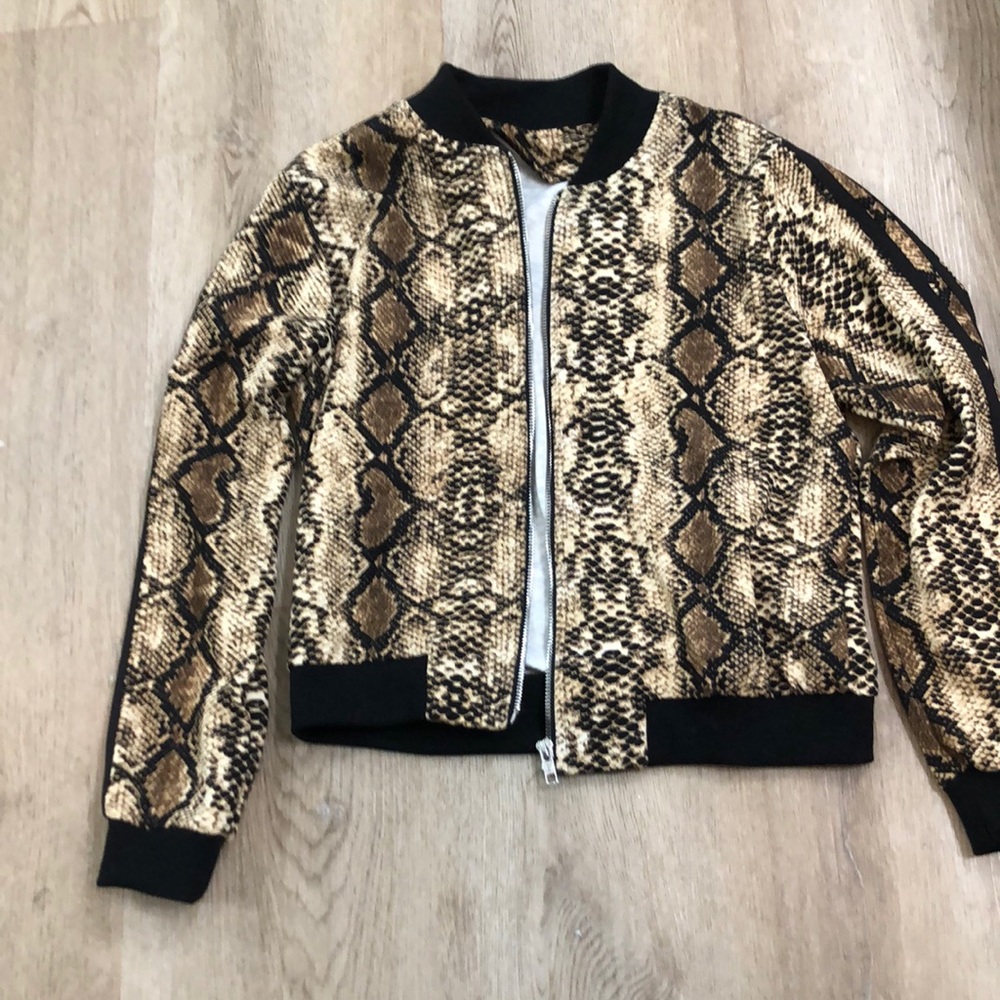 Never been Worn Snakeskin print Crop bomber jacket